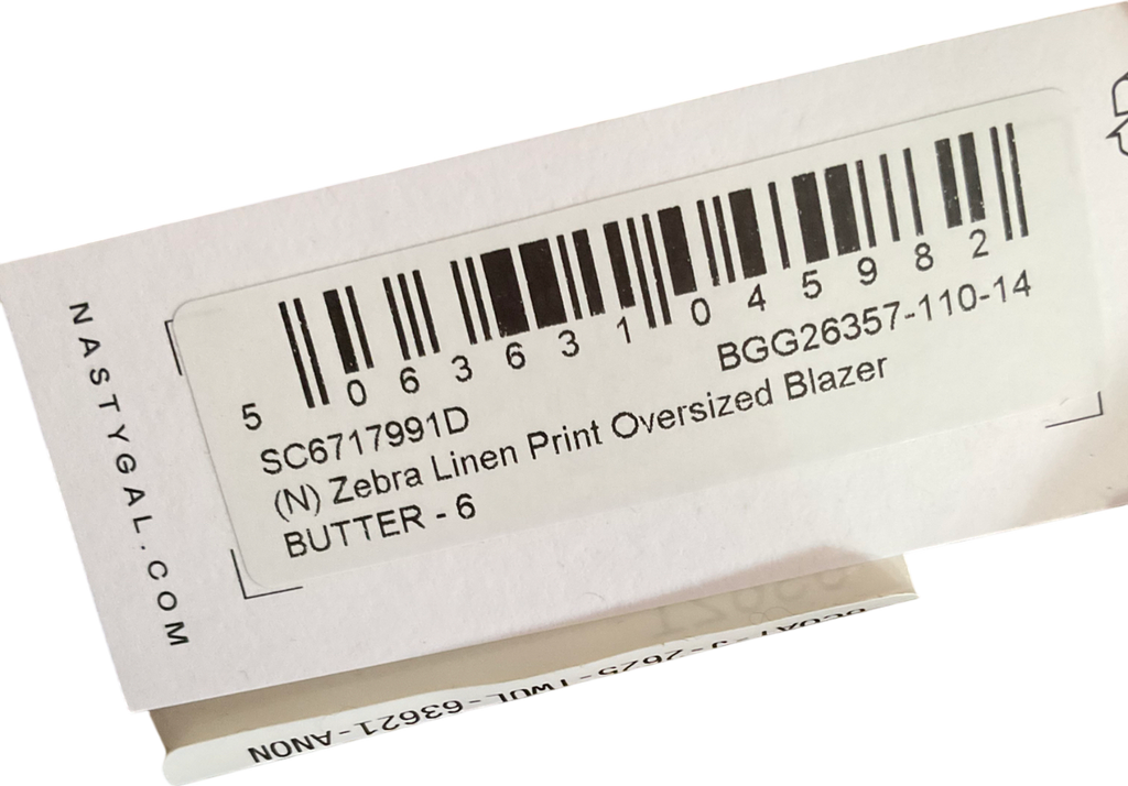 Nasty Gal Cream Zebra Linen Print Oversized Blazer UK 6