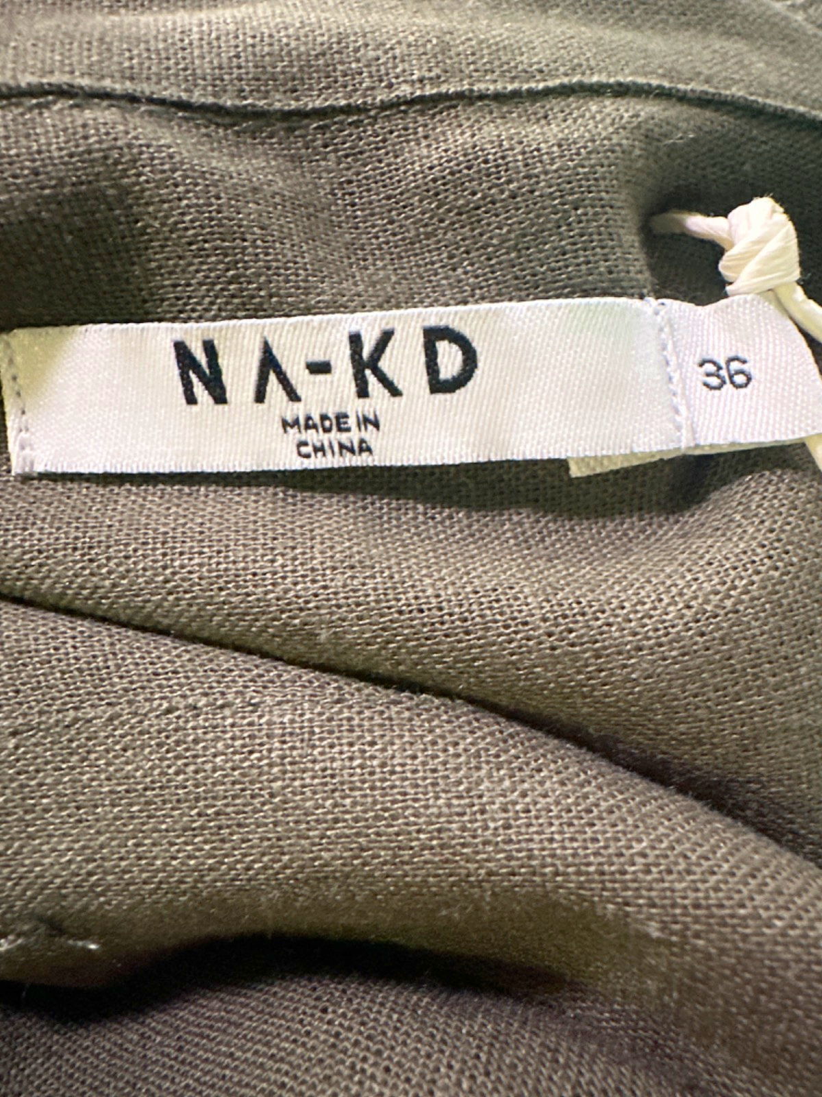 NA-KD Green Oversized Linen Blend Shirt EU 36