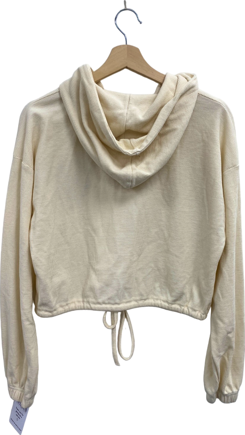 Missguided Cream Tall Waffle Textured Zip Hoodie UK 6