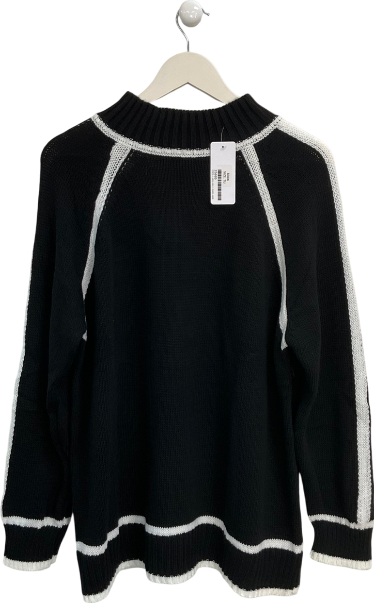Moda Italia Black Colour Block Knitted Jumper UK M