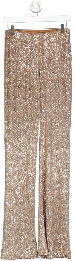 ZARA Metallic Sequin Straight Leg Trousers UK XS