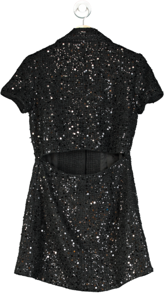 Self-Portrait Black Sequin Cutout Mini Dress UK 10