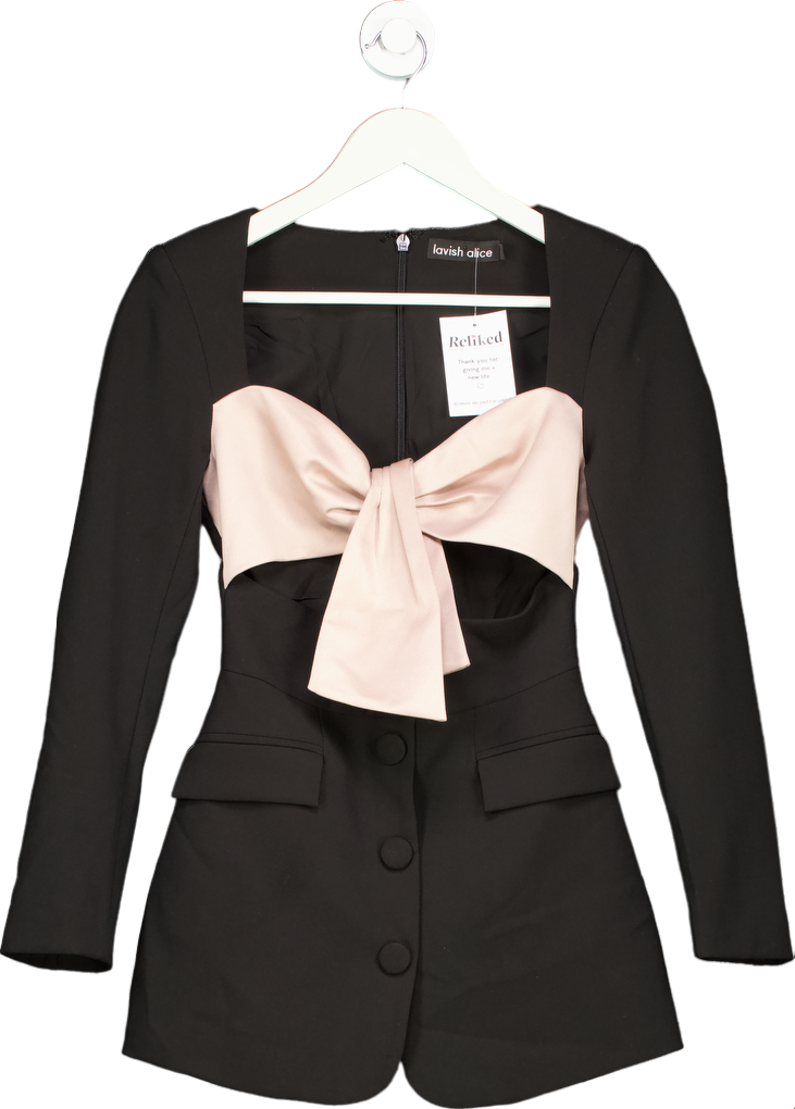 Lavish Alice Black Bow Detail Blazer Dress UK 6