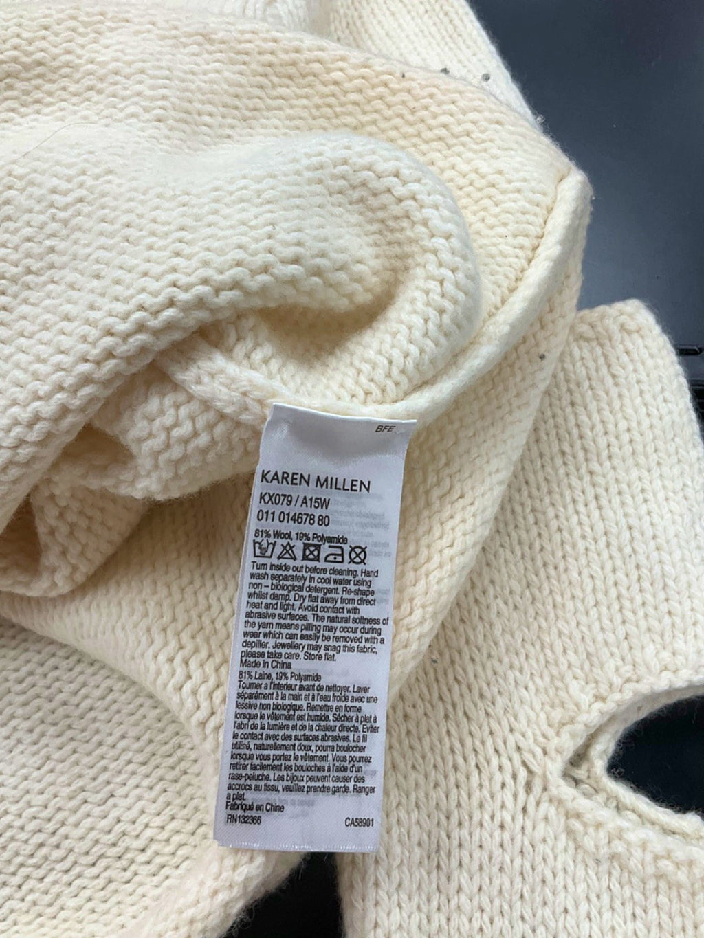 Karen Millen Cream Cut-Out Sleeve Jumper XS