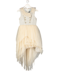 Petite Maison Nude Fira Tweed And Tulle Layered Mom Dress UK XS