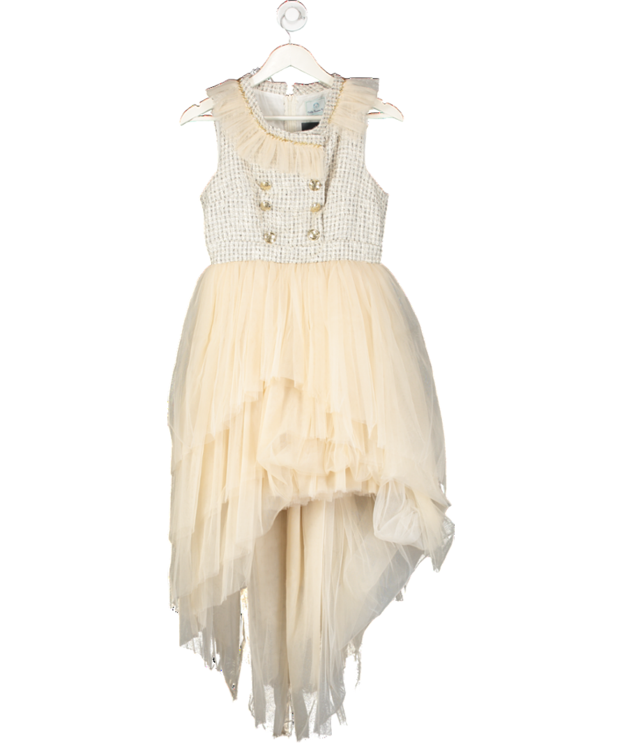 Petite Maison Nude Fira Tweed And Tulle Layered Mom Dress UK XS