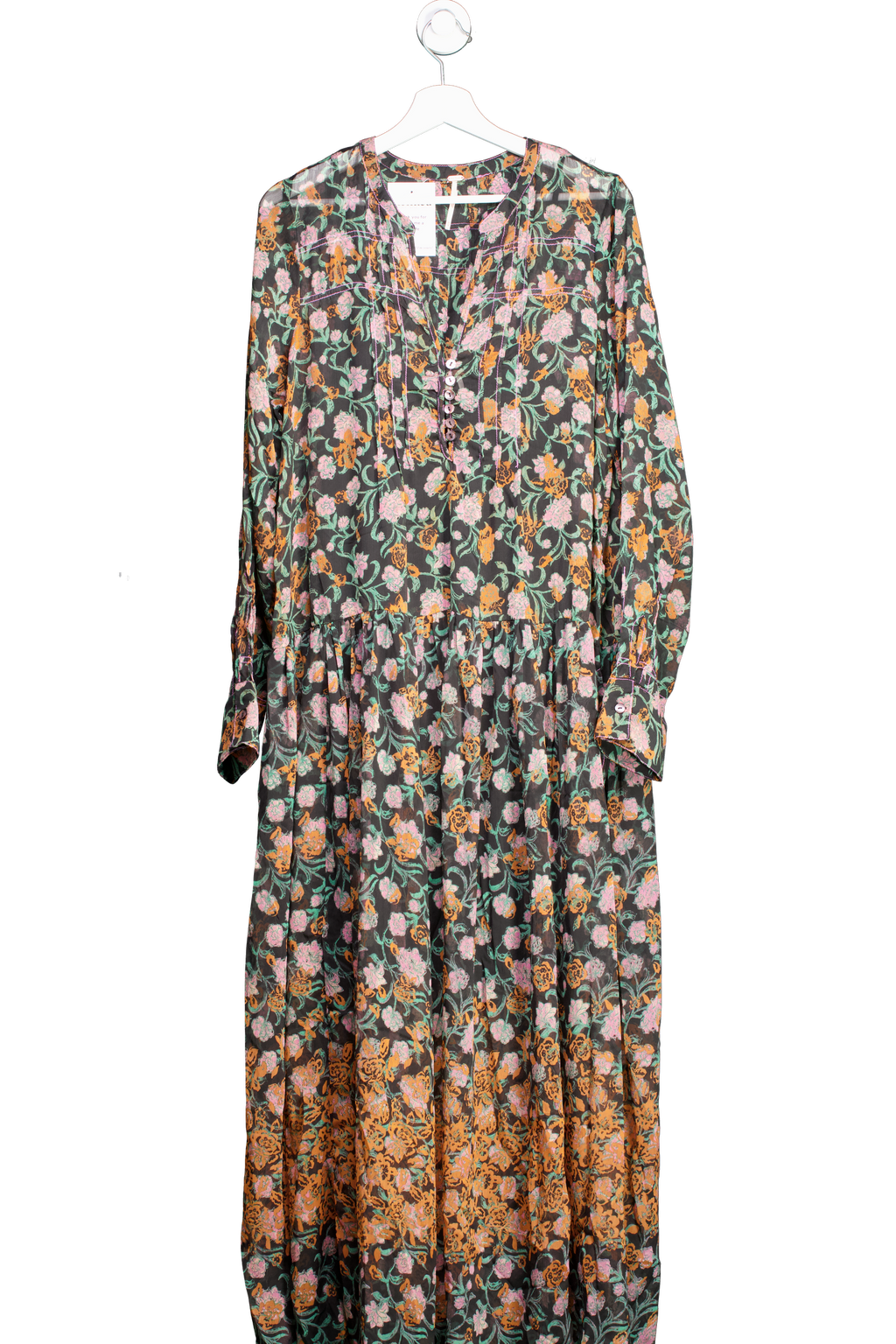 Free People Black See It Through lined floral Dress UK S