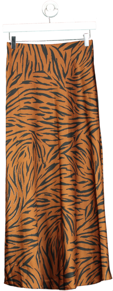 New Look Brown/Black Animal Print Midi Skirt UK 6