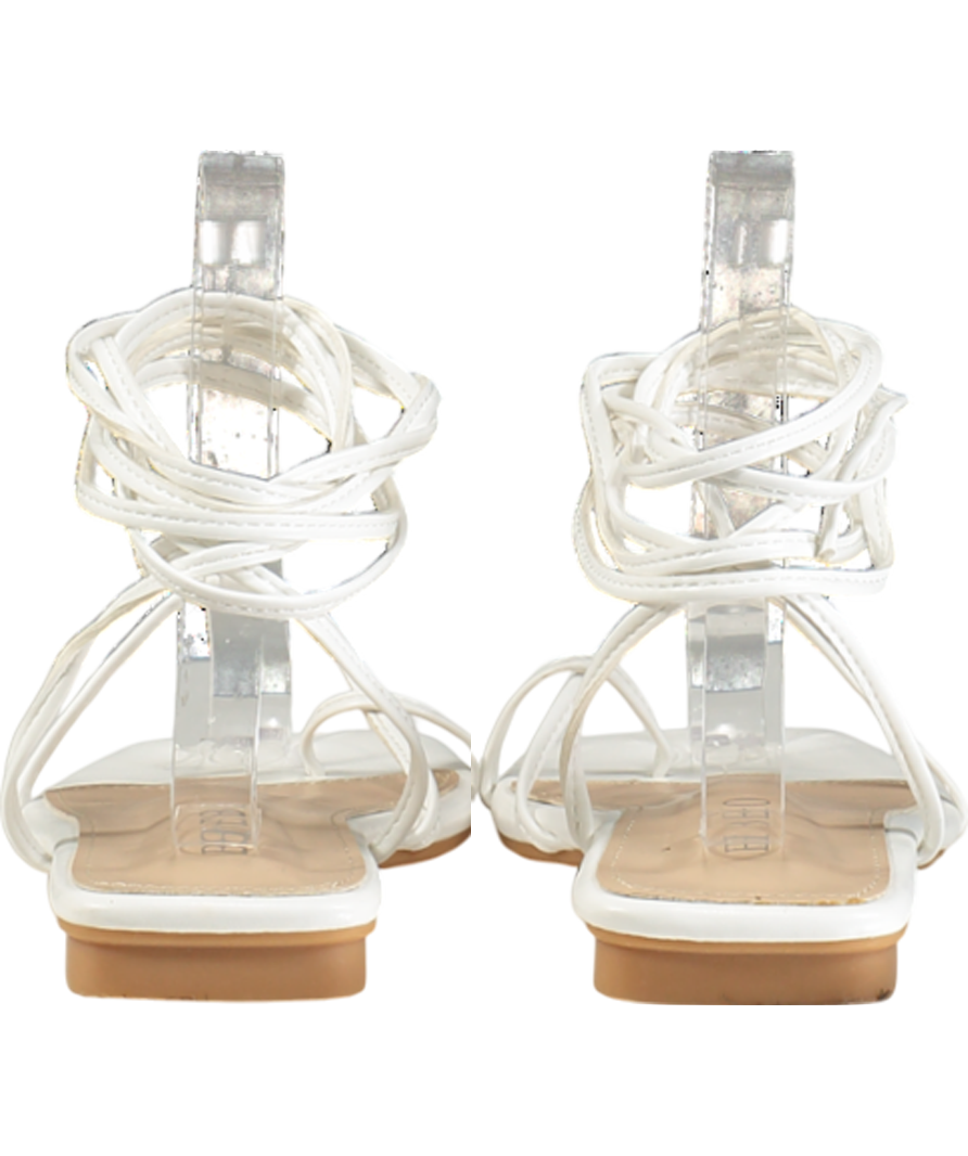 bebo White Dolli Tie Leg Flat Sandals UK 4 EU 37 👠