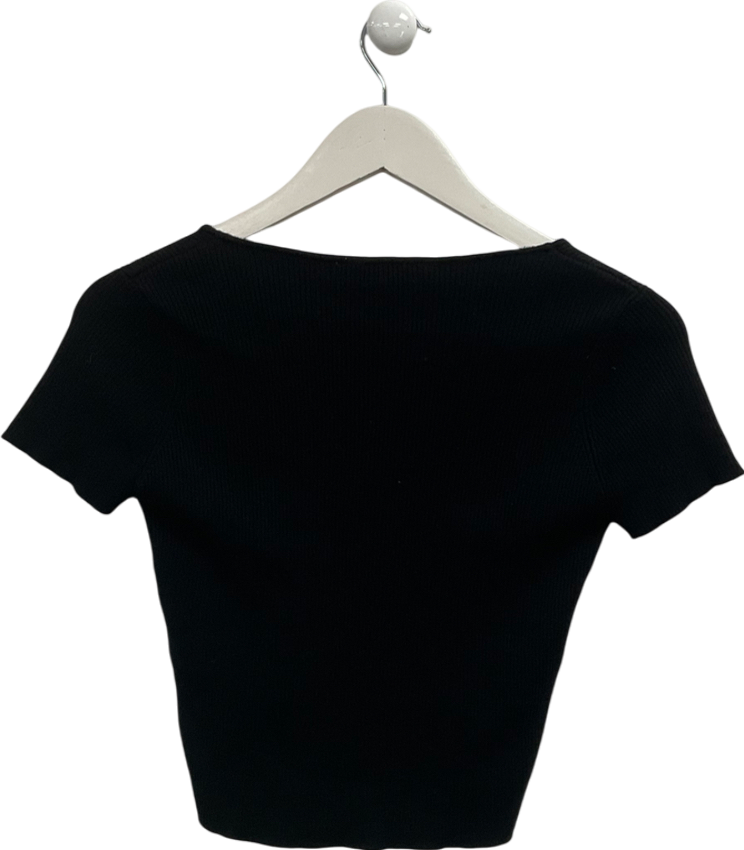 ZARA Black Ribbed Top UK M