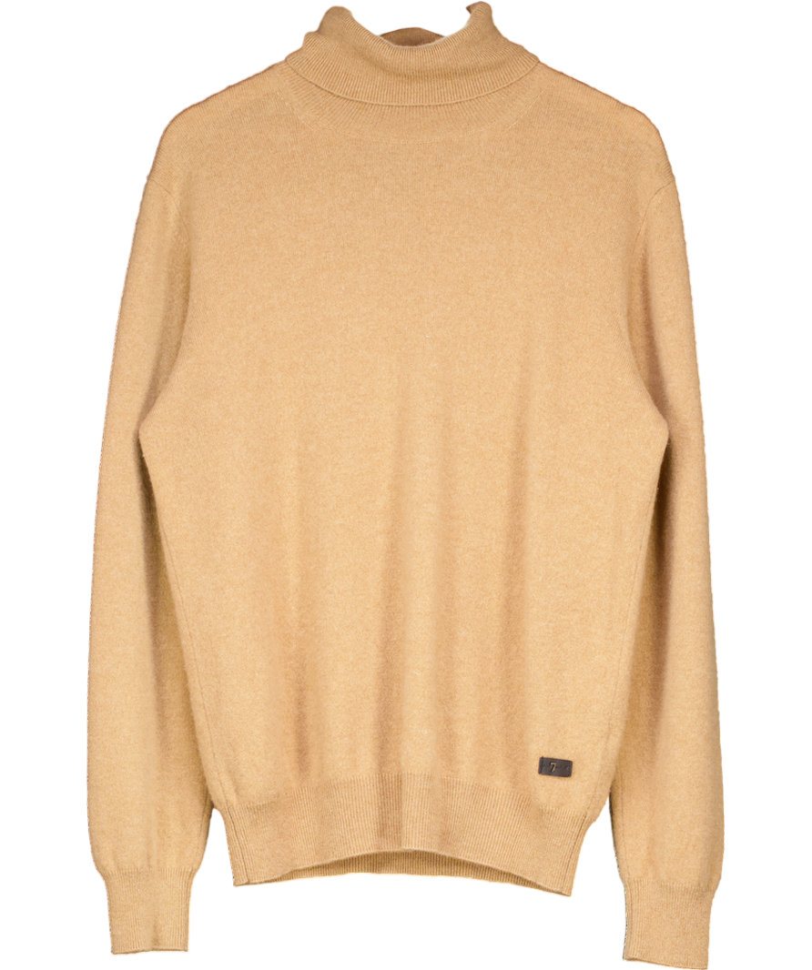 7 For All Mankind Beige Cashmere Roll Neck Sweater UK XL