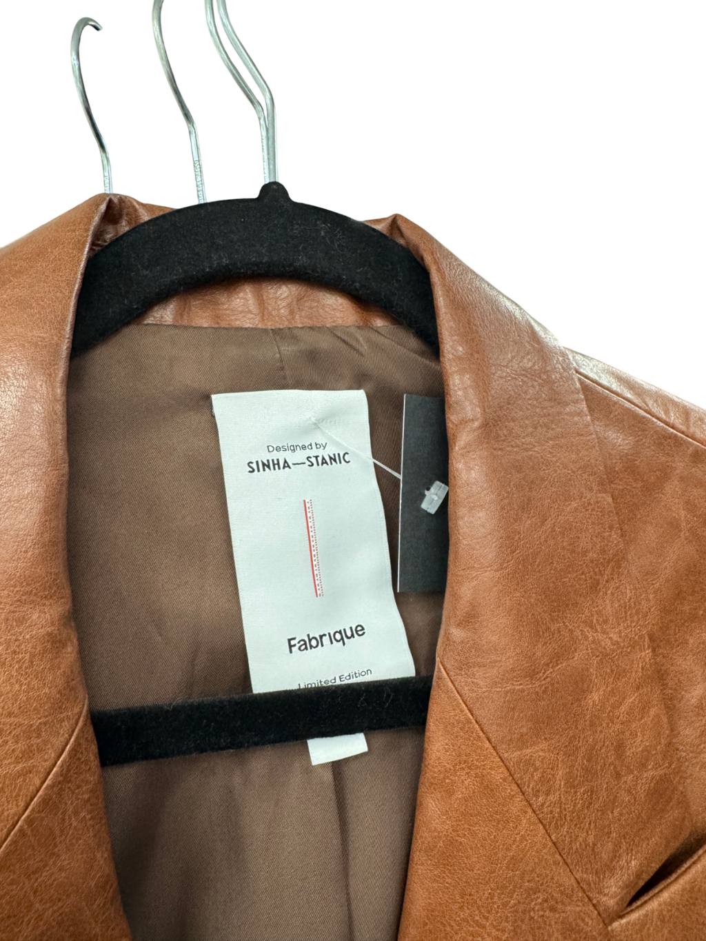 Fabrique X Sinha-stanic Brown Stonham Oversize Blazer In Eco Wax Leather UK XS