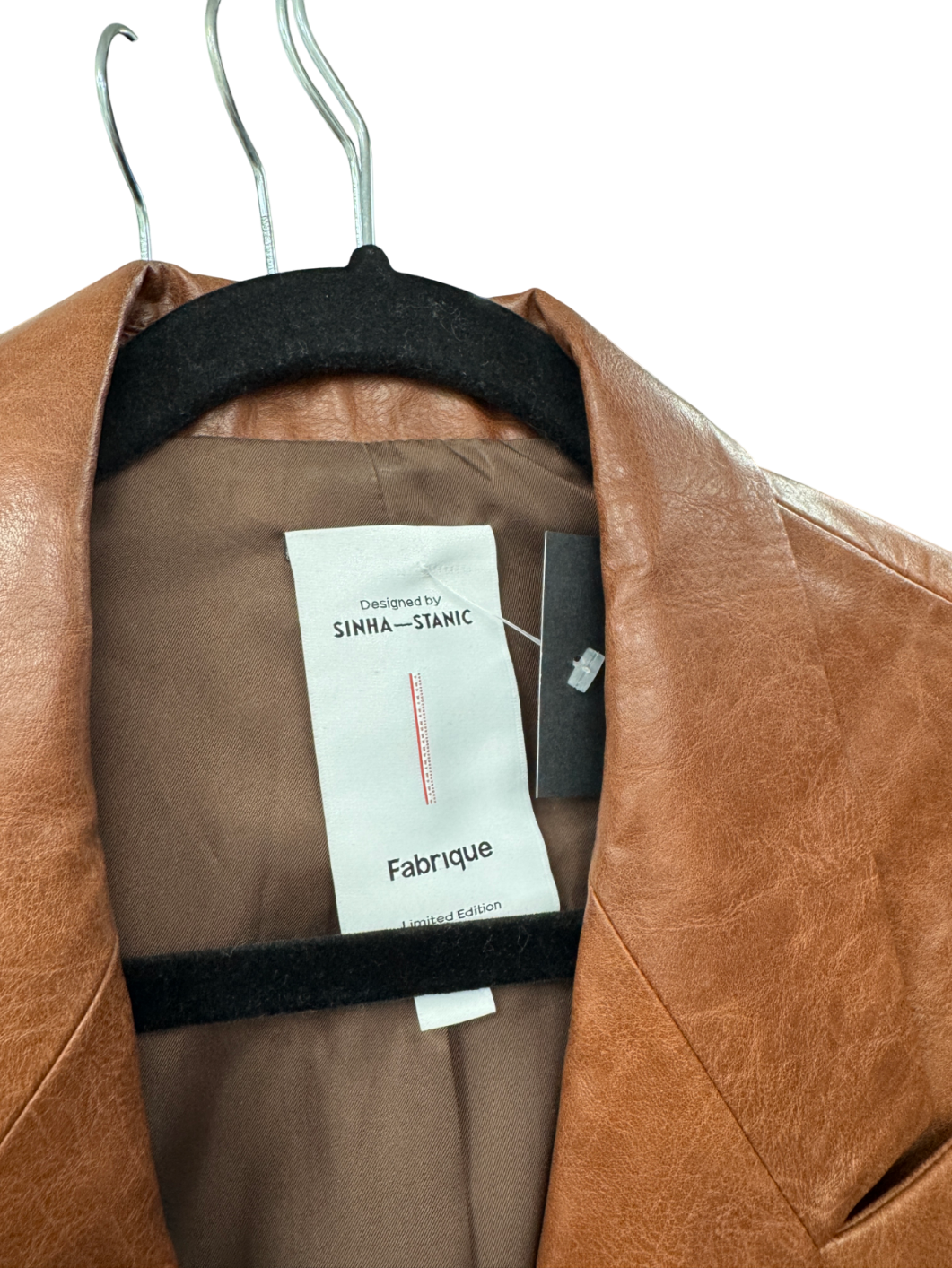 Fabrique X Sinha-stanic Brown Stonham Oversize Blazer In Eco Wax Leather UK XS