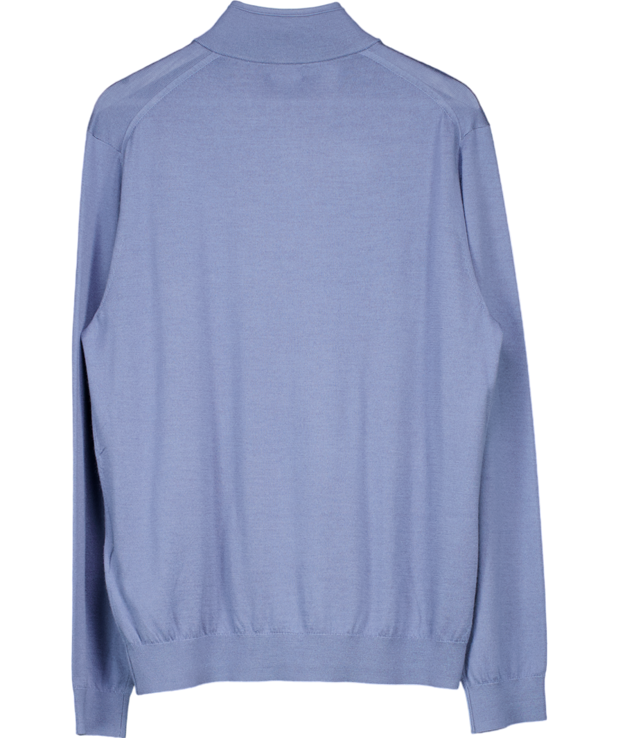 REISS Blue Blackhall Merino Wool Half Zip Jumper UK XXL