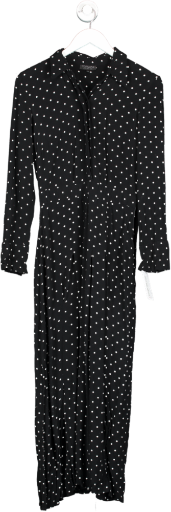 Topshop Black Polkadot Shirt Dress UK 6