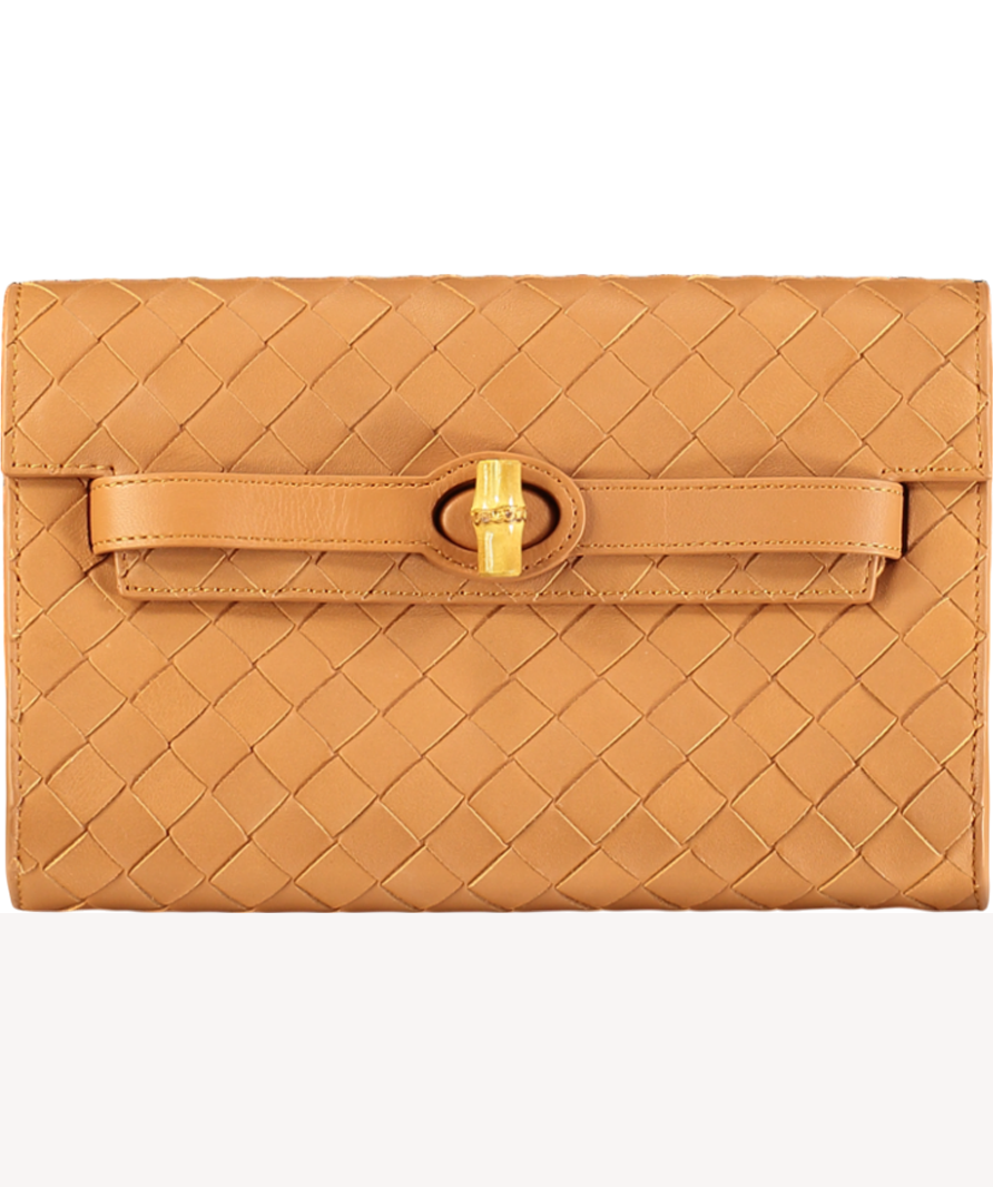 J. Mclaughlin Brown Everly Woven Leather Clutch One Size