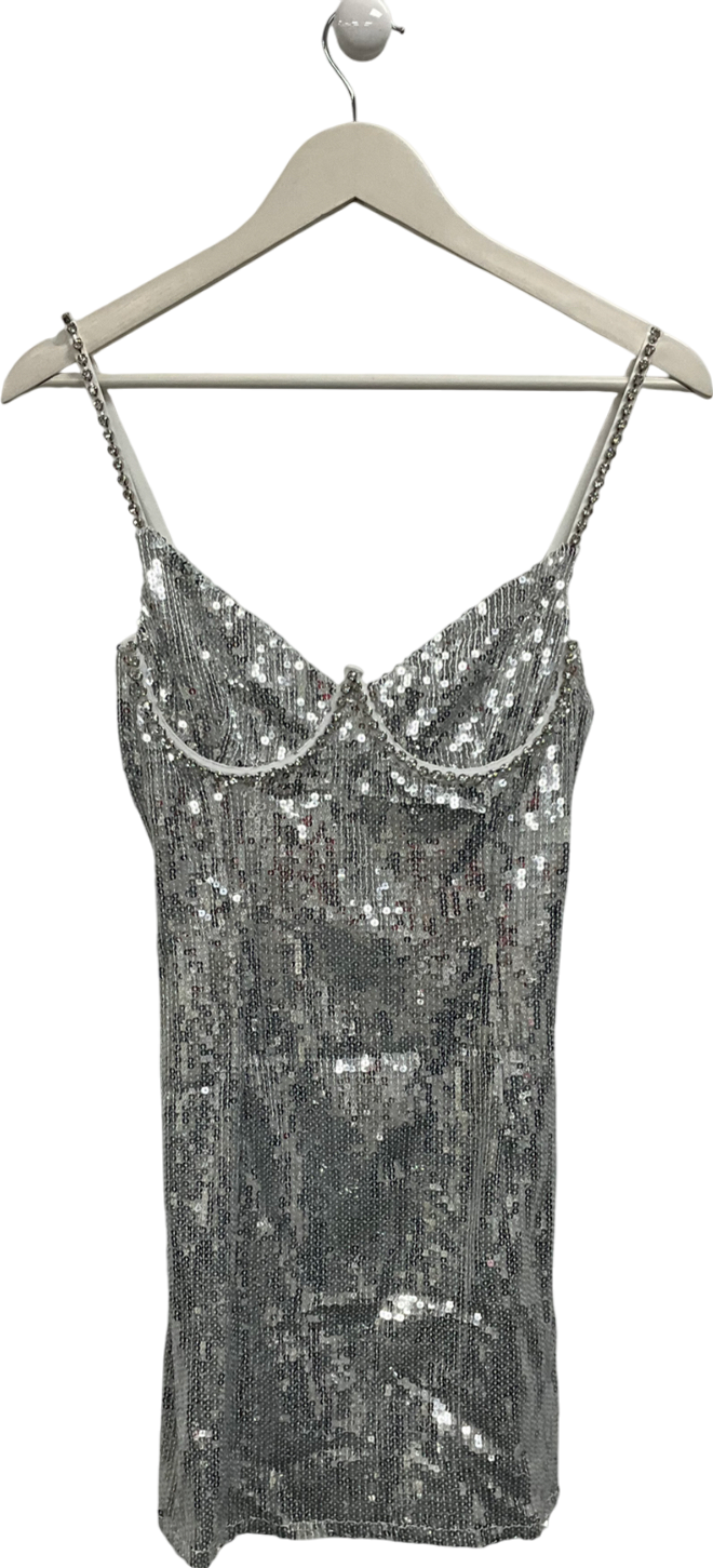 White Fox Metallic Gimmie The Light Mini Dress UK S