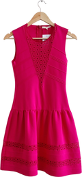 MAJE Pink Lace Detaill Drop Waisted Dress Sz1 UK 8