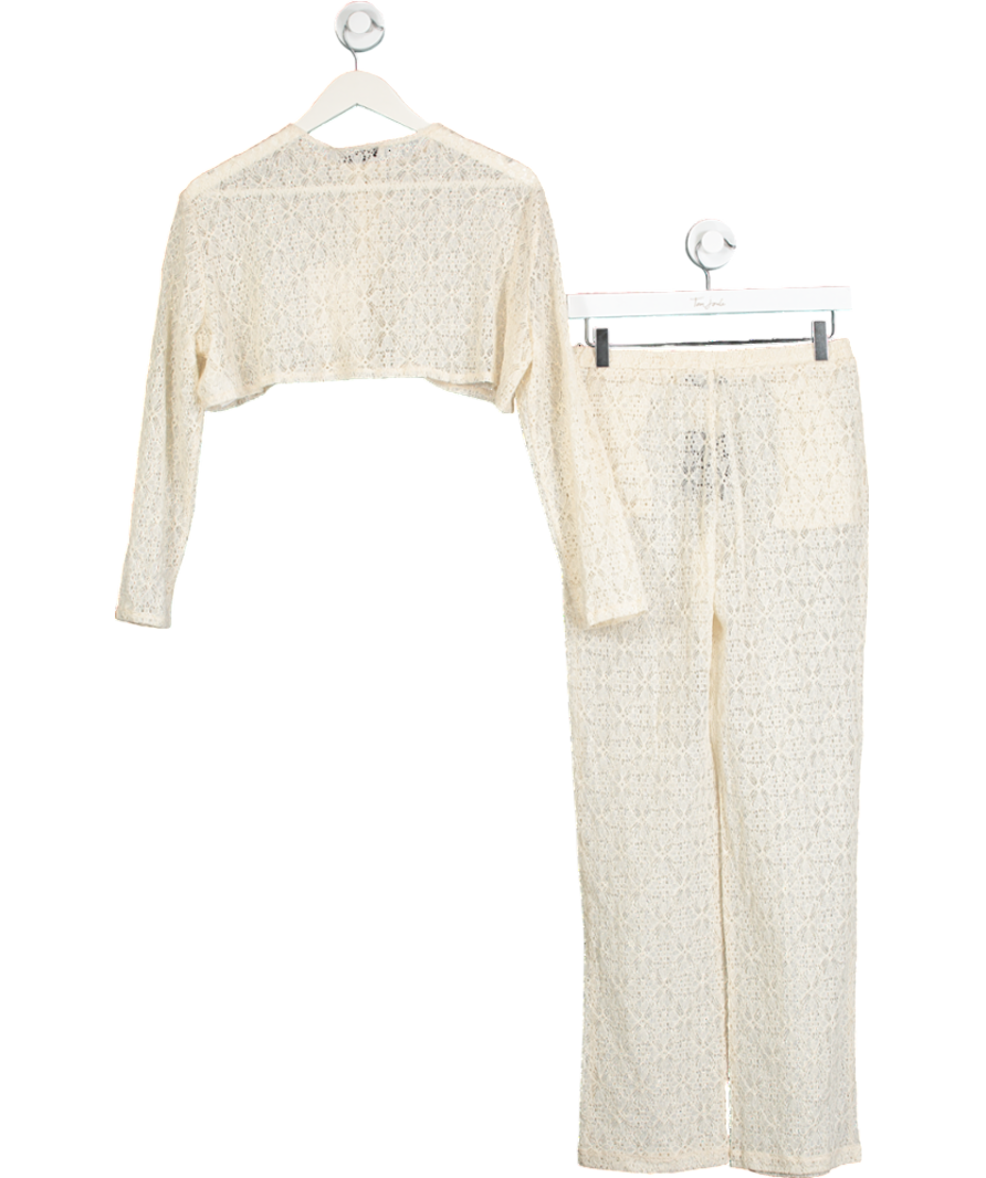 HYPHEN STORE Cream 2-piece Nude Lace Co-ord Set UK 8