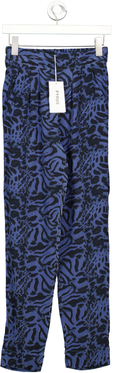 Pyrus Blue Animal Print Pleat Trousers BNWT UK XS