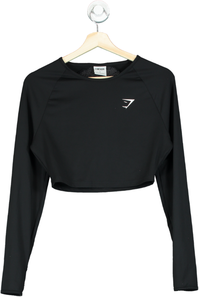 Gymshark Black Long Sleeve Crop Top UK S