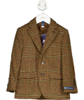 Polo Ralph Lauren Brown Logo Patch Herringbone Pattern Blazer 4 Years