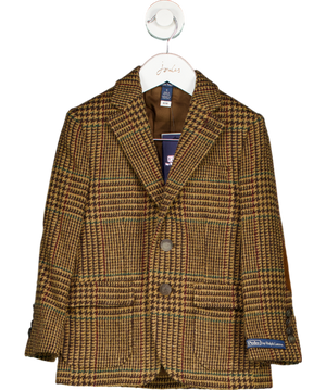 Polo Ralph Lauren Brown Logo Patch Herringbone Pattern Blazer 4 Years