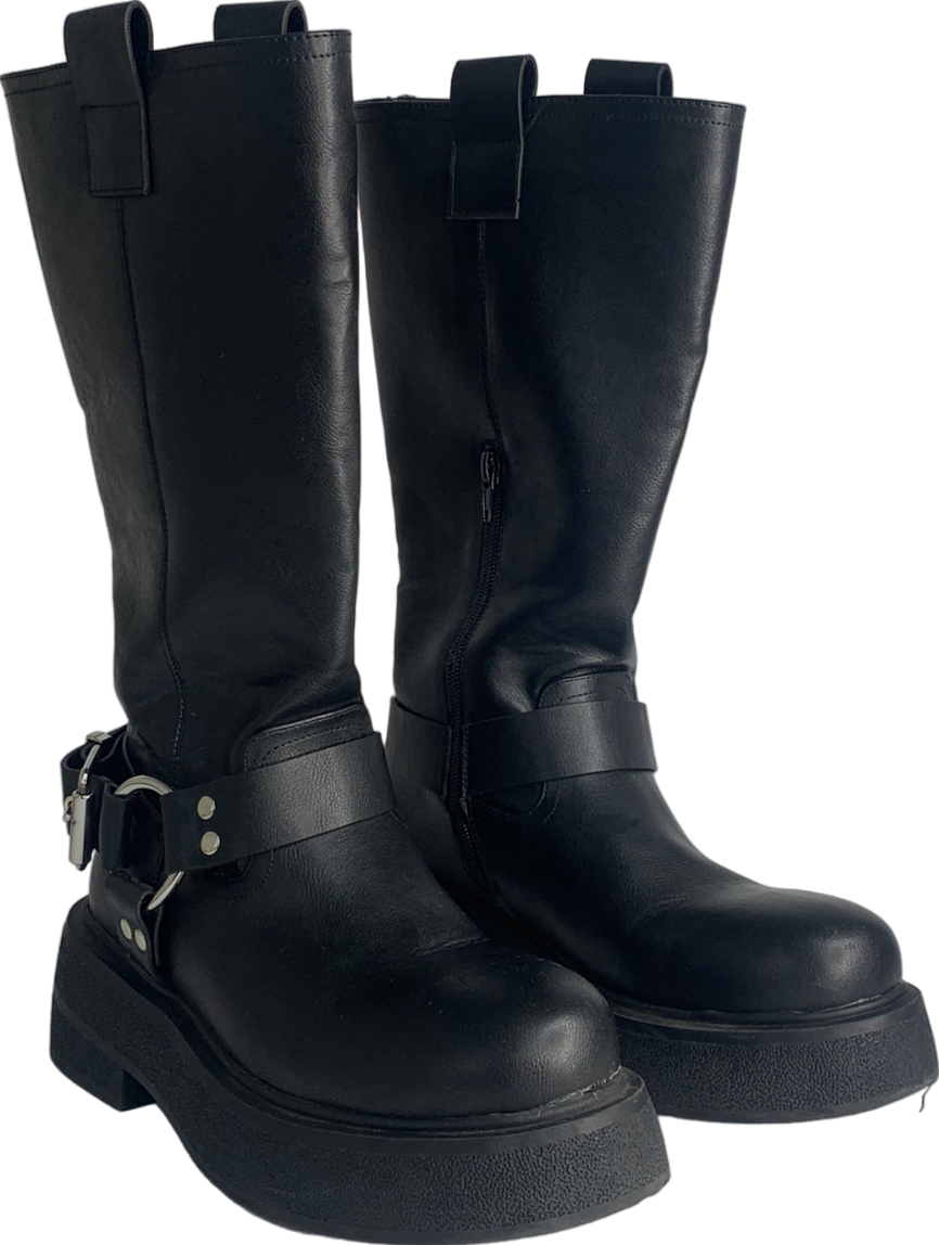 ASOS Rambo Chunky Biker Boot In Black UK 4 EU 37 👠