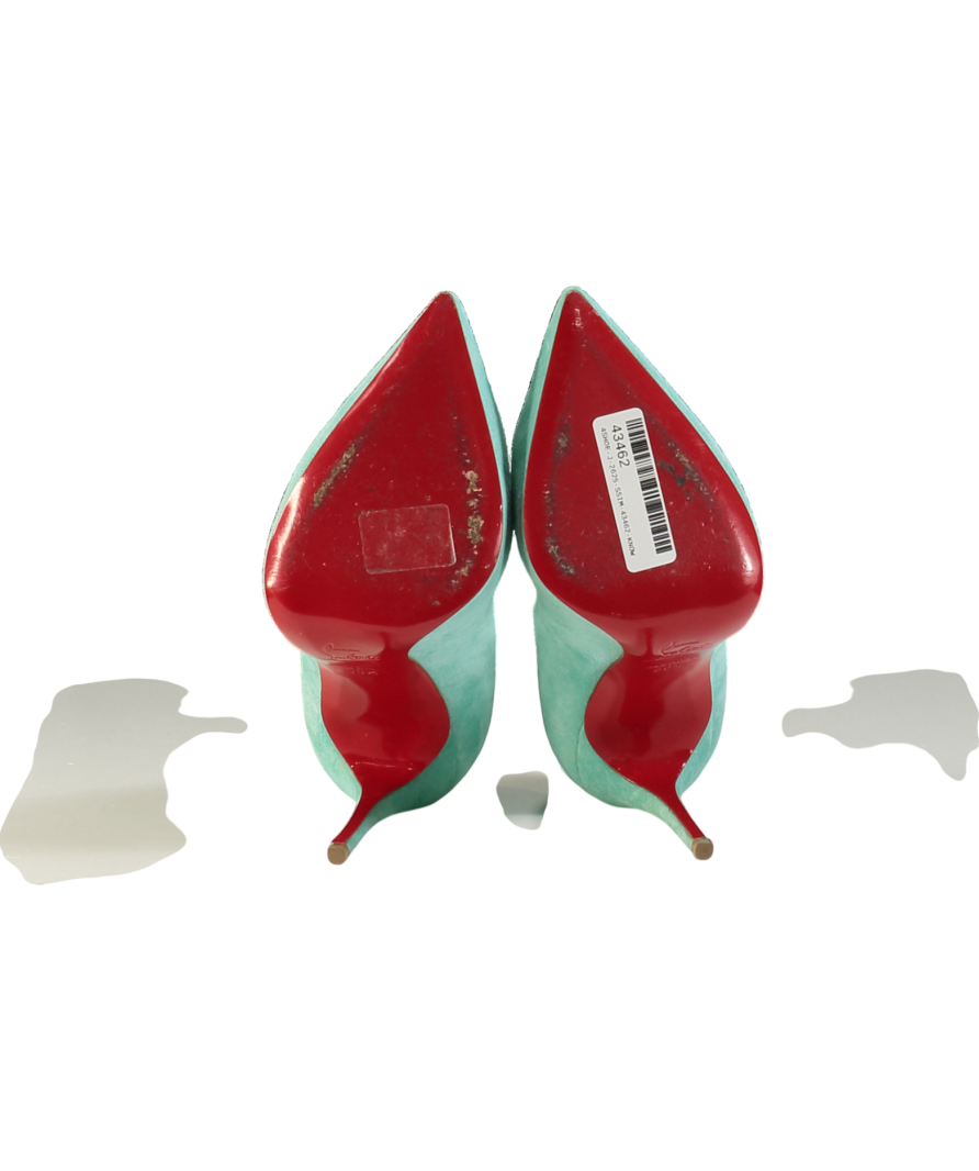 Christian Louboutin Aqua Blue 100 Suede Point-toe Pumps UK 3.5 EU 36.5 👠