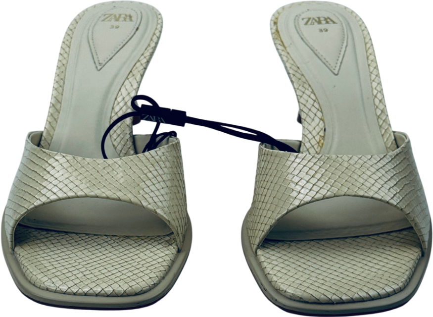 ZARA Cream Kitten Heel Mule Sandals UK 6 EU 39 👠