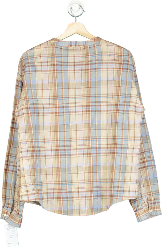 Beaufort & Blake Neutral Check Bouvardia Nehru Shirt L