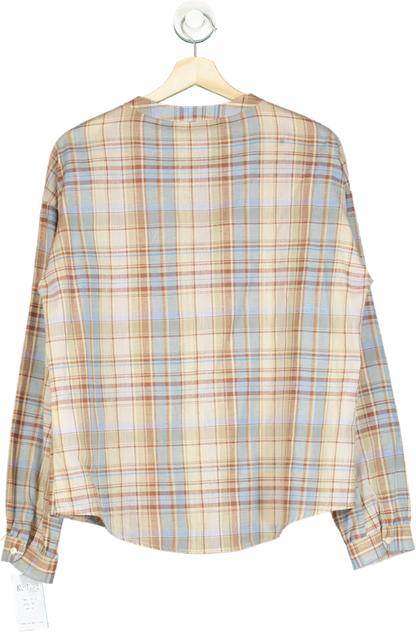 Beaufort & Blake Neutral Check Bouvardia Nehru Shirt L