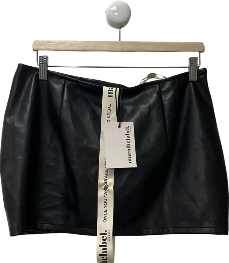 Mars the Label Black Leather Skirt With Metal Ring UK 14