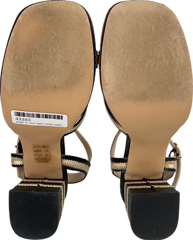 paradox Black Lorena Raffia Platform Sandals UK 4 EU 37