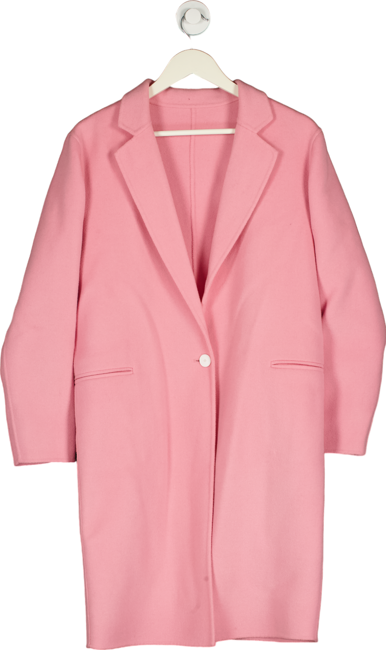 Sandro Paris Pink Long Wool-Blend Coat UK 10