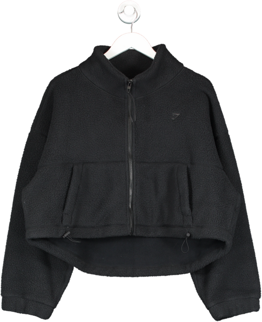 gymshark Black Elevate Fleece Midi Jacket UK XL