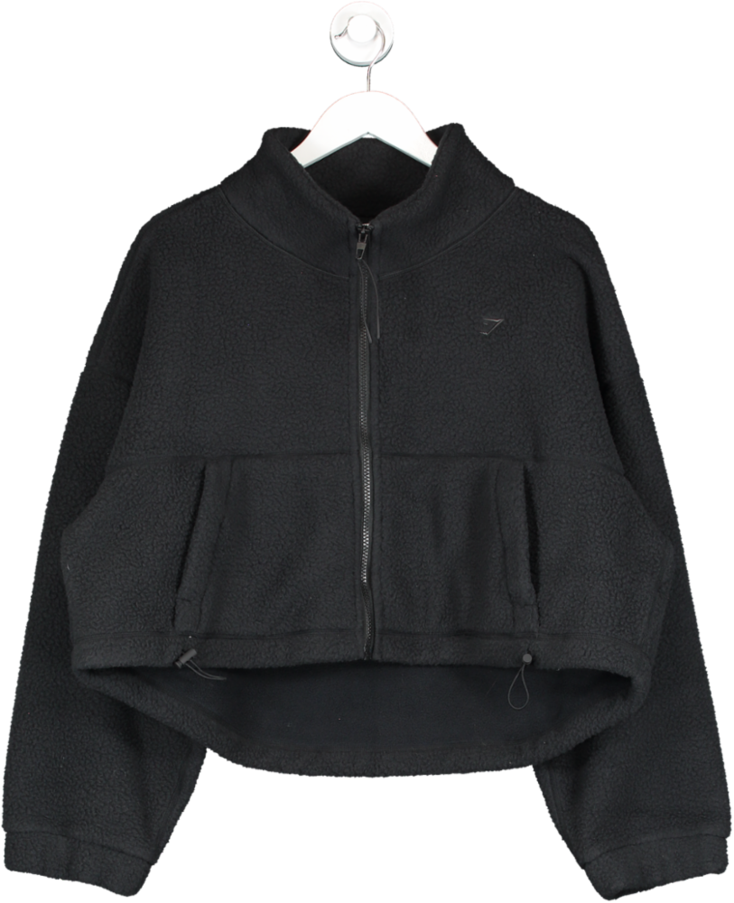 gymshark Black Elevate Fleece Midi Jacket UK XL