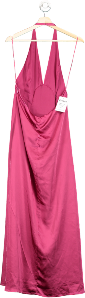 free people Pink Satin Halter Neck Maxi Dress UK 10
