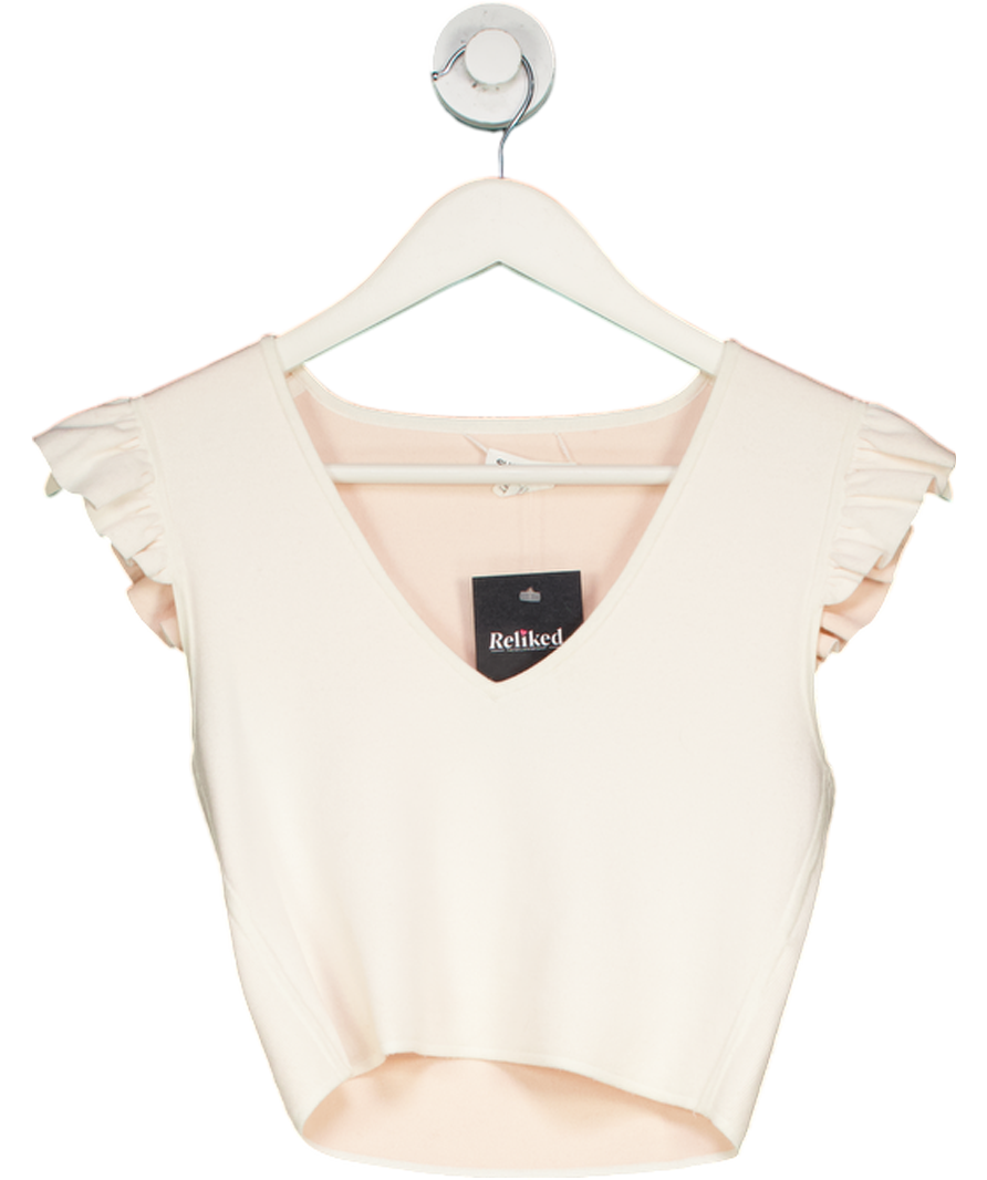 Club Monaco Cream Rufle Sleeve Knitted Top UK XS