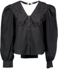 & Other Stories Black Embroidered Collar Puff Sleeve Cotton Blouse Eu40 UK 12