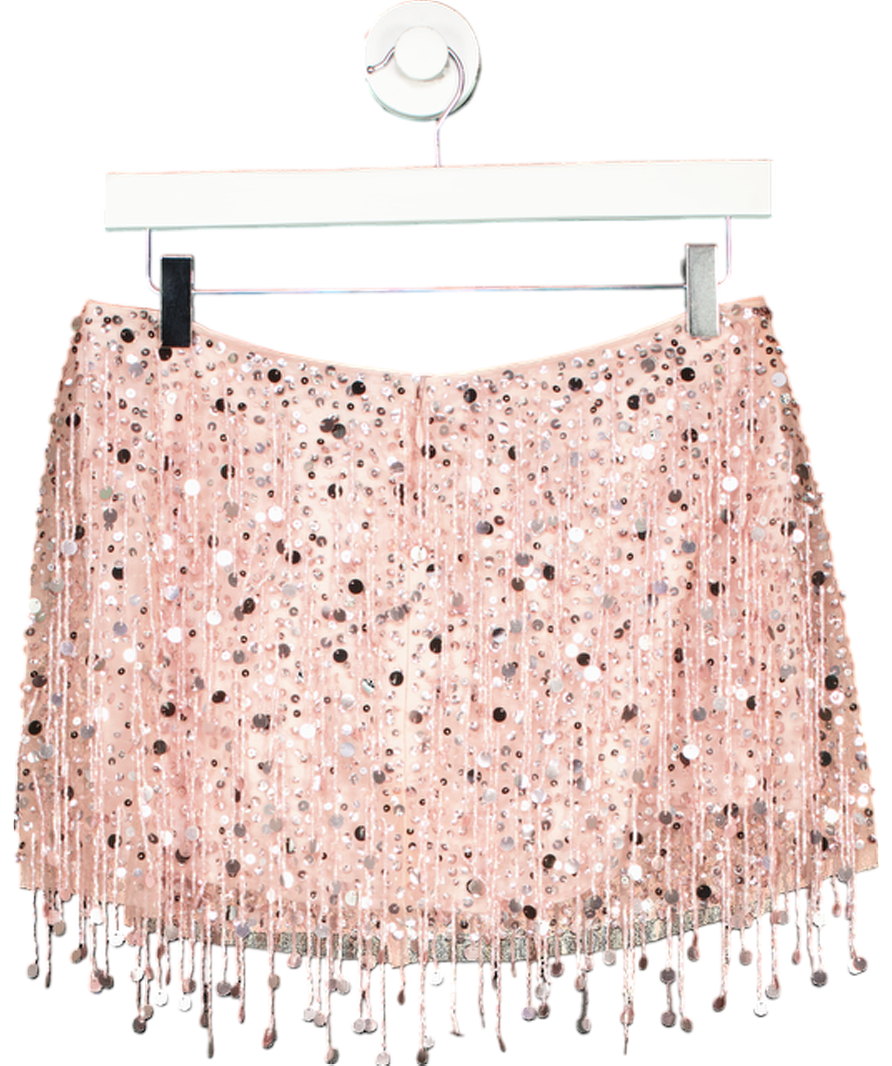 Asta Resort Pink Yasmin Hand Beaded Mini Skirt UK XS