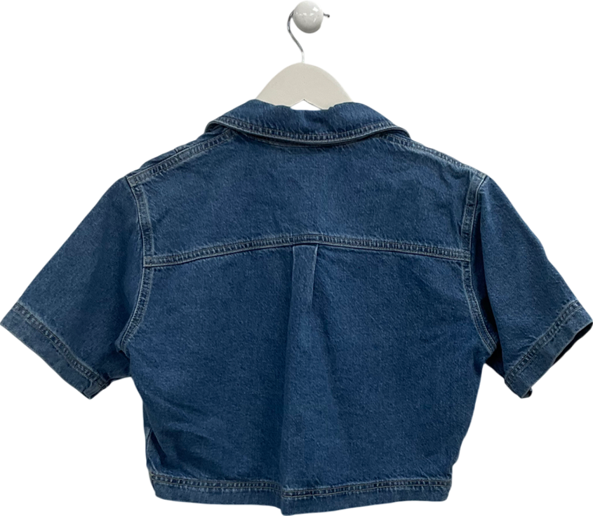 ZARA Blue Cropped Denim Shirt UK XS