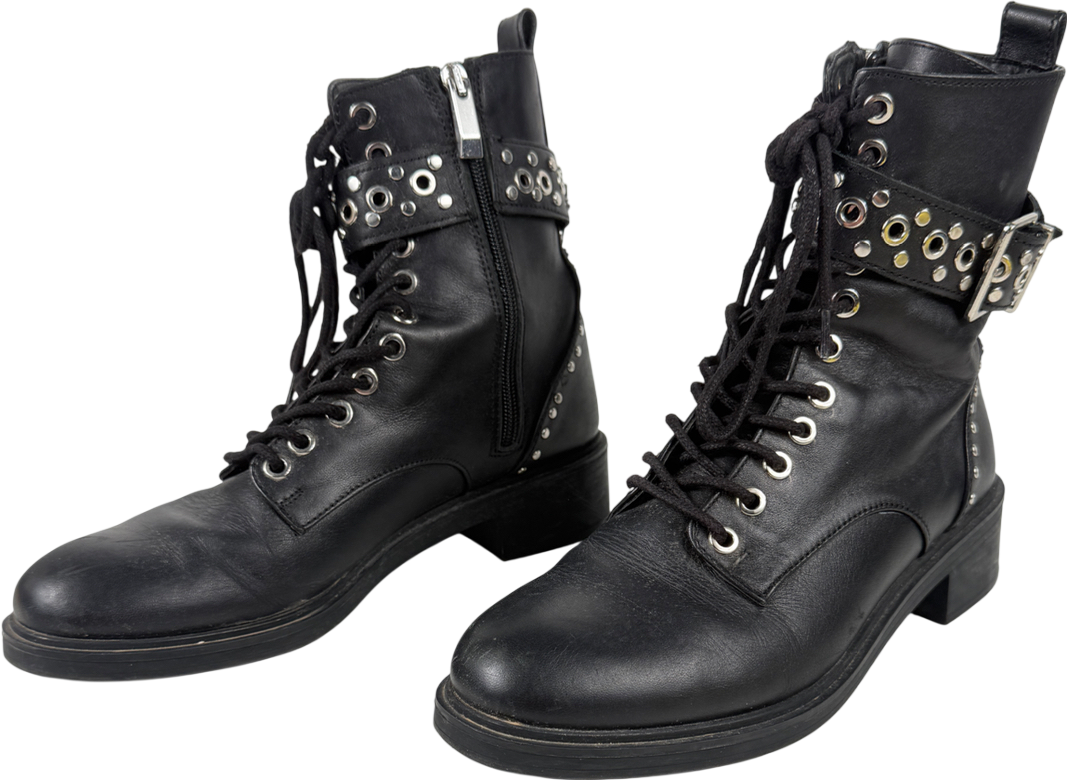 ZARA Black Biker Boots UK 5 EU 38