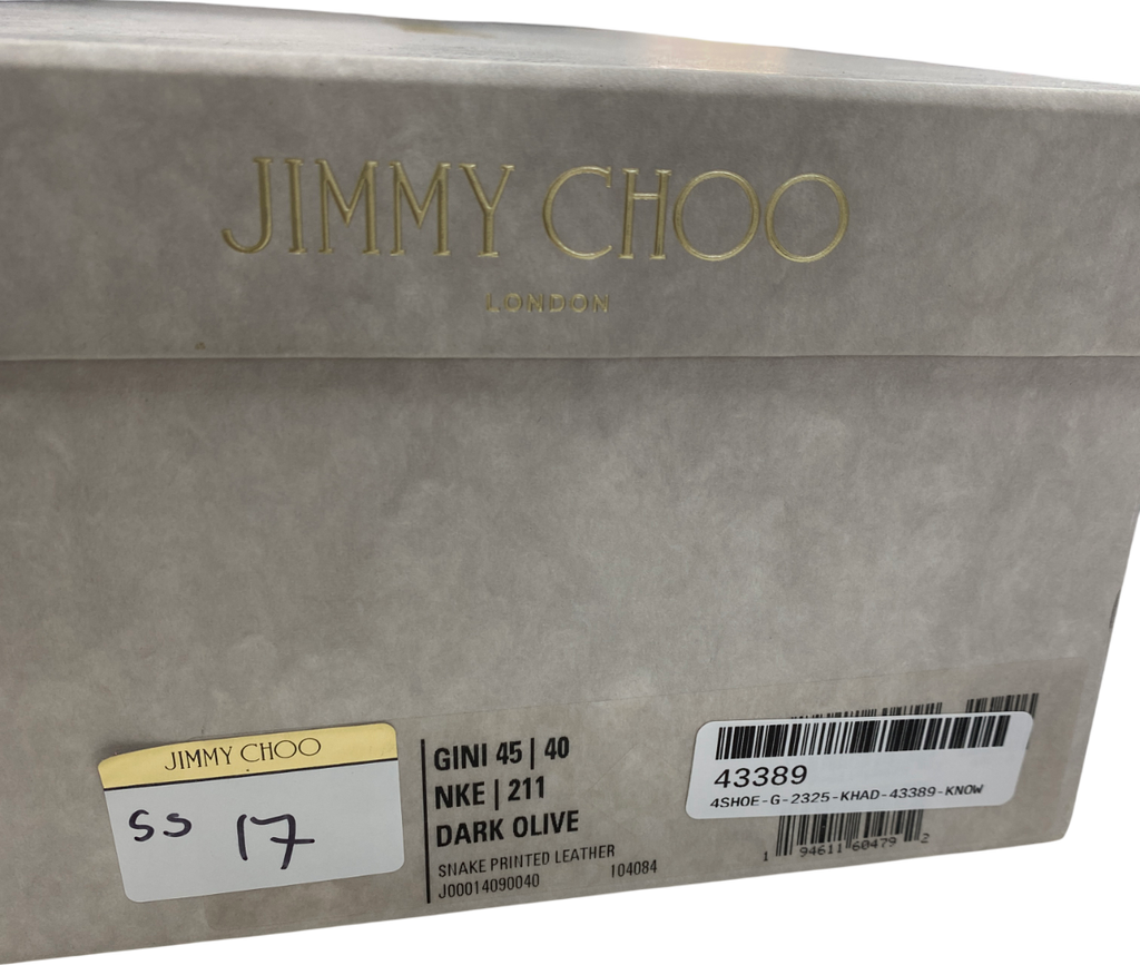 Jimmy Choo Green Snake Print Leather Pumps UK 7 EU 40 👠