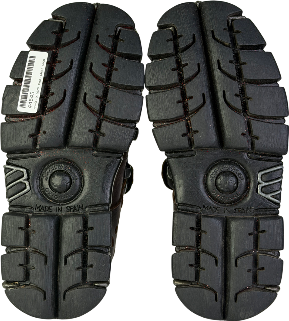 New Rock Brown Leather Gothic Ankle Platform Boots UK 4 EU 37 👠