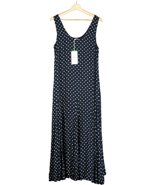 Albaray Blue Spot Godet Maxi Dress, Navy/white UK 12