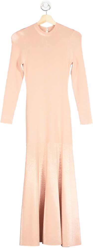 Karen Millen Pink Premium Drape Comp-act Knit High Low Dress UK XS