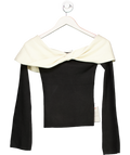PRETTY LAVISH Black Ema Twist Bardot Knit Top UK XS