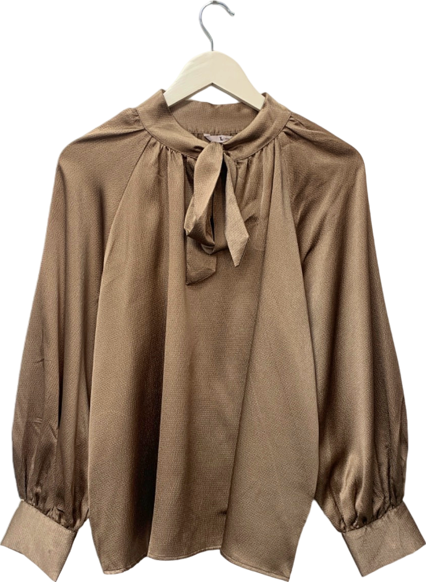 Tu Brown Tie Neck Blouse UK 18