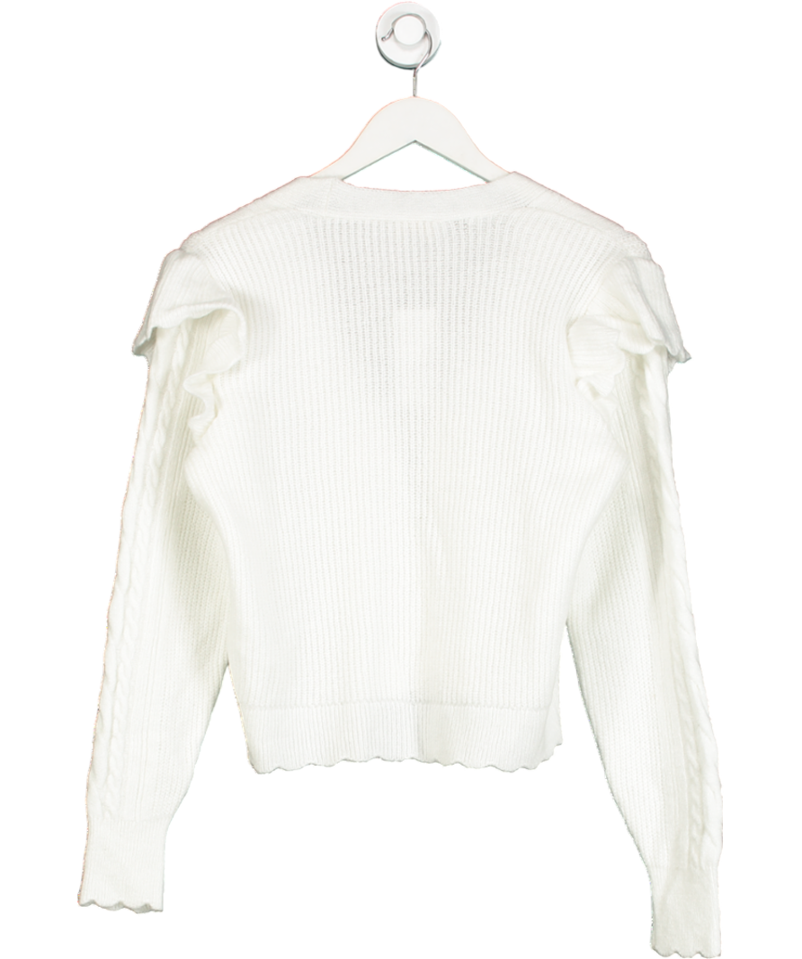 lipsy london White V-neck Scalloped Edge Tie Front Knitted Cardigan UK 8